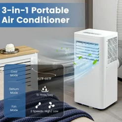 Portable Air Conditioner w/Remote Control, 8000 BTU AC Unit Fan & Dehumidifier