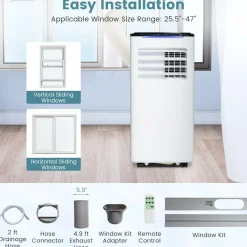 Portable Air Conditioner for Room up to 350 Sq. Ft, 10000 BTU 3-in-1 AC Unit for Bedroom with Dehumidifier/Fan/Cool/Sleep Mode