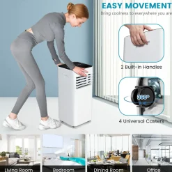 Portable Air Conditioner, 10000 BTU Powerful AC Unit with Remote Control and 4 Casters