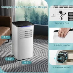 Portable Air Conditioner for Room up to 350 Sq. Ft, 10000 BTU 3-in-1 AC Unit for Bedroom with Dehumidifier/Fan/Cool/Sleep Mode