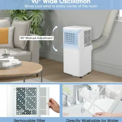 Portable Air Conditioner, 8000 BTU Standing Air Conditioner w/Cool/Dehumidifier/Fan/Sleep Modes