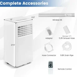 Portable Air Conditioner w/Remote Control, 8000 BTU AC Unit Fan & Dehumidifier
