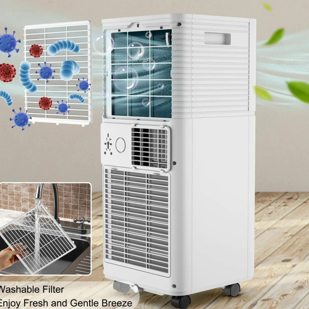 Portable Air Conditioner, 10000BTU 4-in-1 Air Conditioner Cooling for Room