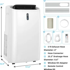 Portable Air Conditioners, 12000 BTU 4 in 1 AC Unit with Cool, Fan, Heat & Dehumidifier