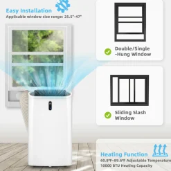 Portable Air Conditioners, 12000 BTU 4 in 1 AC Unit with Cool, Fan, Heat & Dehumidifier