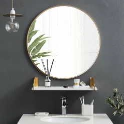 Round Wall Hanging Mirror, 27.5 Inch Bathroom Round Mirror