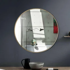 Round Wall Hanging Mirror, 27.5 Inch Bathroom Round Mirror