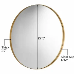 Round Wall Hanging Mirror, 27.5 Inch Bathroom Round Mirror