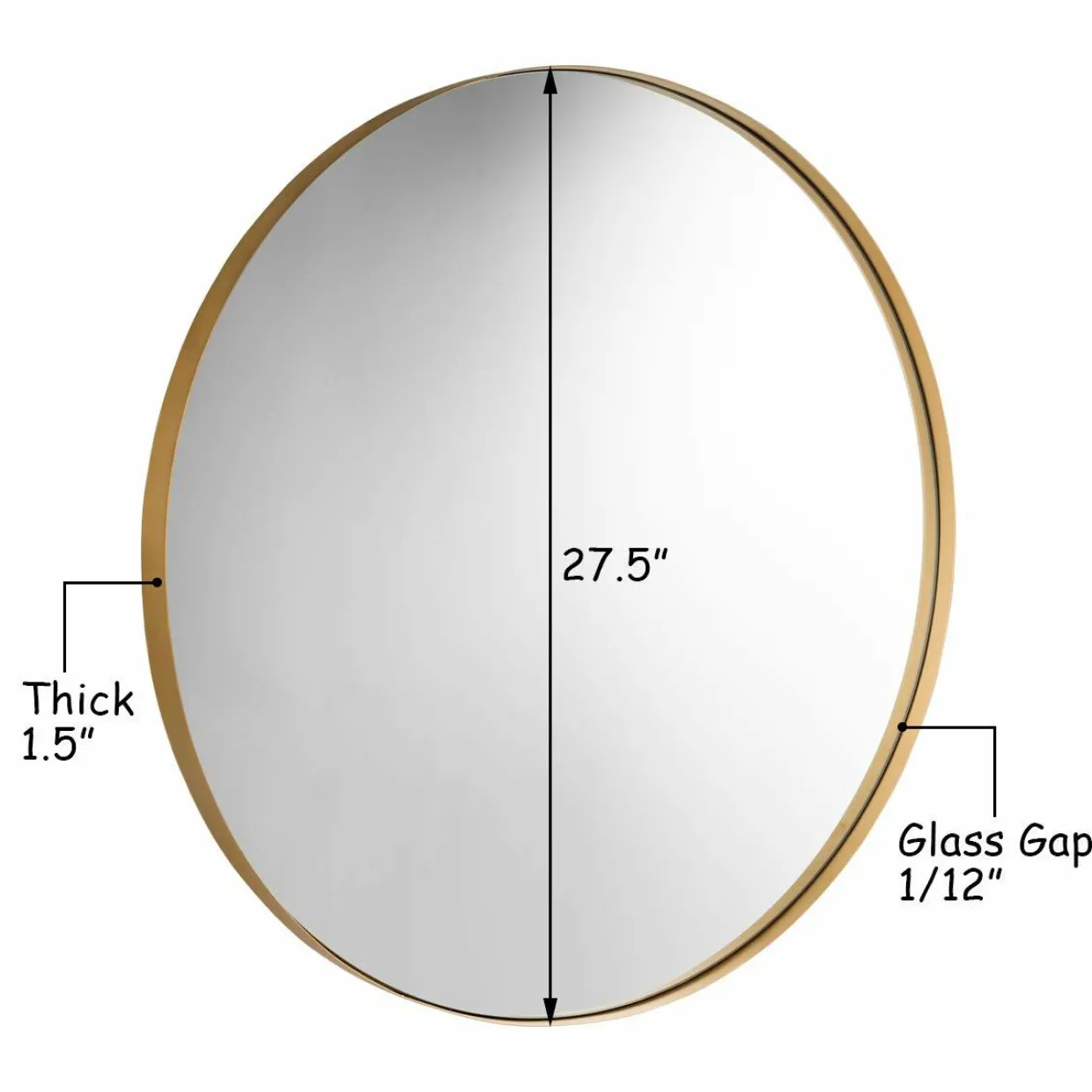 Round Wall Hanging Mirror, 27.5 Inch Bathroom Round Mirror