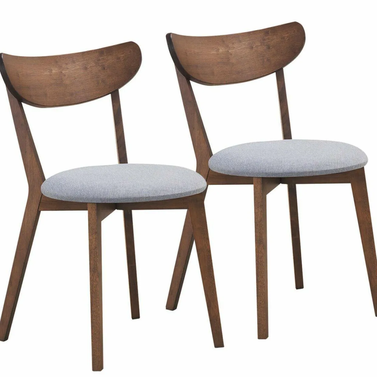 Set of 2 Dining Chairs, Mid-Century Dining Side Chairs with Curved Back and Cushioned Seat