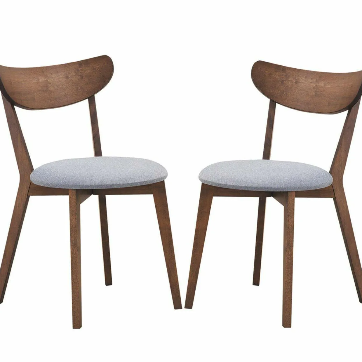 Set of 2 Dining Chairs, Mid-Century Dining Side Chairs with Curved Back and Cushioned Seat