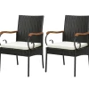 Set of 2, Outdoor PE Rattan Chairs with Soft Zippered Cushion, Heavy-Duty Metal Frame & All-Weather Wicker