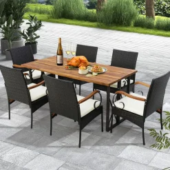 Set of 2, Outdoor PE Rattan Chairs with Soft Zippered Cushion, Heavy-Duty Metal Frame & All-Weather Wicker