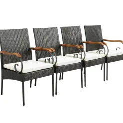 Set of 2, Outdoor PE Rattan Chairs with Soft Zippered Cushion, Heavy-Duty Metal Frame & All-Weather Wicker