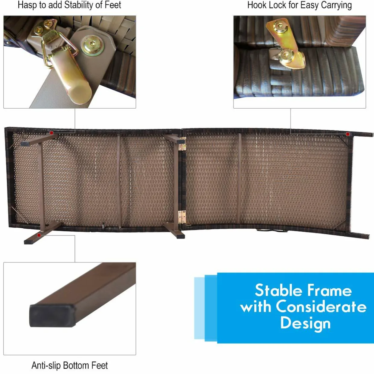 Set of 2 Patio Chaise, Foldable Outdoor Patio Wicker Lounger Chair