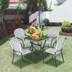 Set of 4 Stackable Outdoor Patio Wicker Chairs