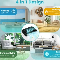 Smart Portable Air Conditioner & Heater 13000 BTU, 4-in-1 Stand up AC Unit
