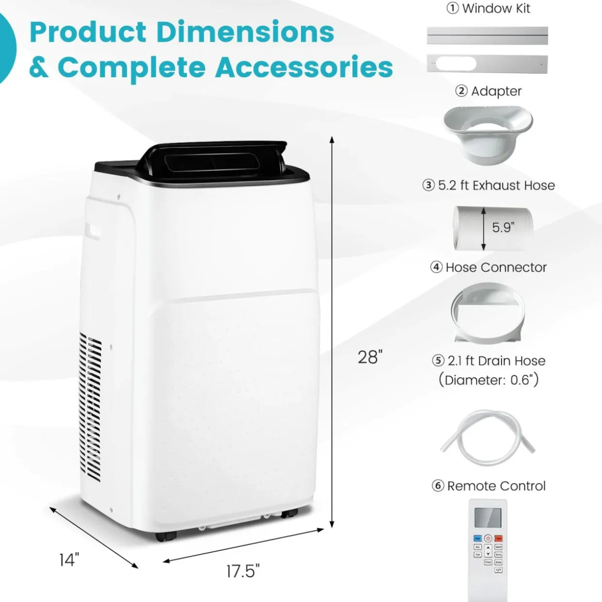 Smart Portable Air Conditioner & Heater 13000 BTU, 4-in-1 Stand up AC Unit