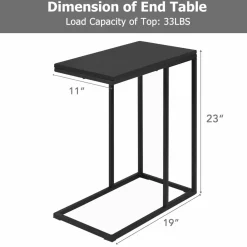 Sofa Side Table, C Shaped End Table for Sofa Couch and Bed