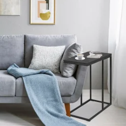 Sofa Side Table, C Shaped End Table for Sofa Couch and Bed