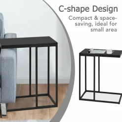 Sofa Side Table, C Shaped End Table for Sofa Couch and Bed