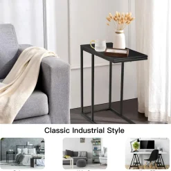 Sofa Side Table, C Shaped End Table for Sofa Couch and Bed
