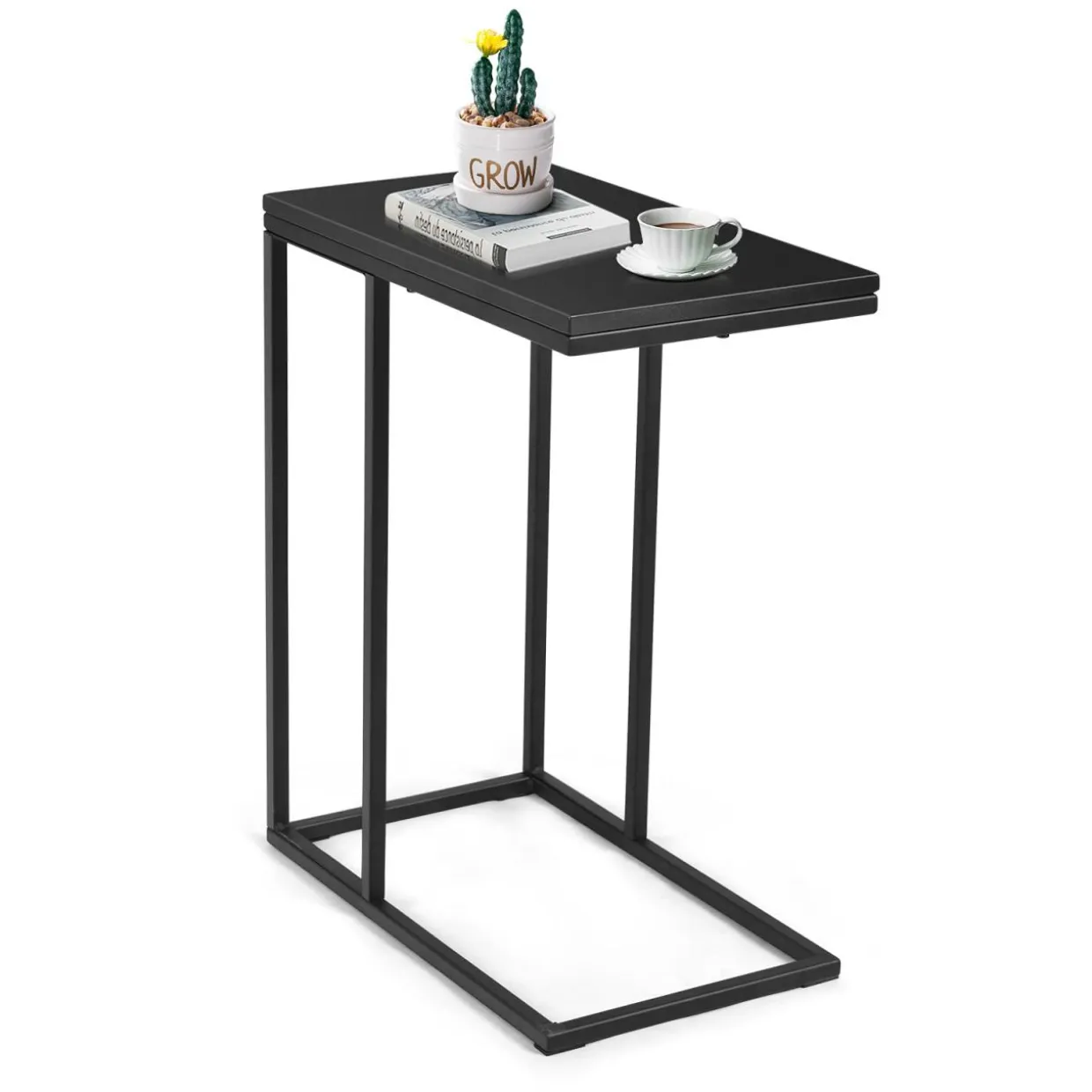 Sofa Side Table, C Shaped End Table for Sofa Couch and Bed