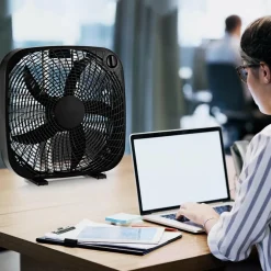 3-Speed Box Fan, 20 inch Floor Fan for Full-Force Circulation with Air Conditioner
