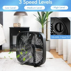 3-Speed Box Fan, 20 inch Floor Fan for Full-Force Circulation with Air Conditioner