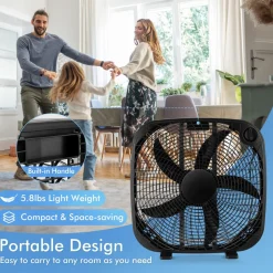 3-Speed Box Fan, 20 inch Floor Fan for Full-Force Circulation with Air Conditioner