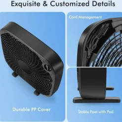 3-Speed Box Fan, 20 inch Floor Fan for Full-Force Circulation with Air Conditioner