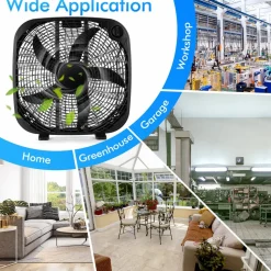 3-Speed Box Fan, 20 inch Floor Fan for Full-Force Circulation with Air Conditioner