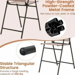 TAGNKULA Outdoor Folding Bar Stool Set of 2/4, Patio Dining Chairs, Outdoor Bar-Height Stools w/Armrests
