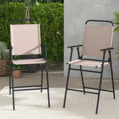 TAGNKULA Outdoor Folding Bar Stool Set of 2/4, Patio Dining Chairs, Outdoor Bar-Height Stools w/Armrests