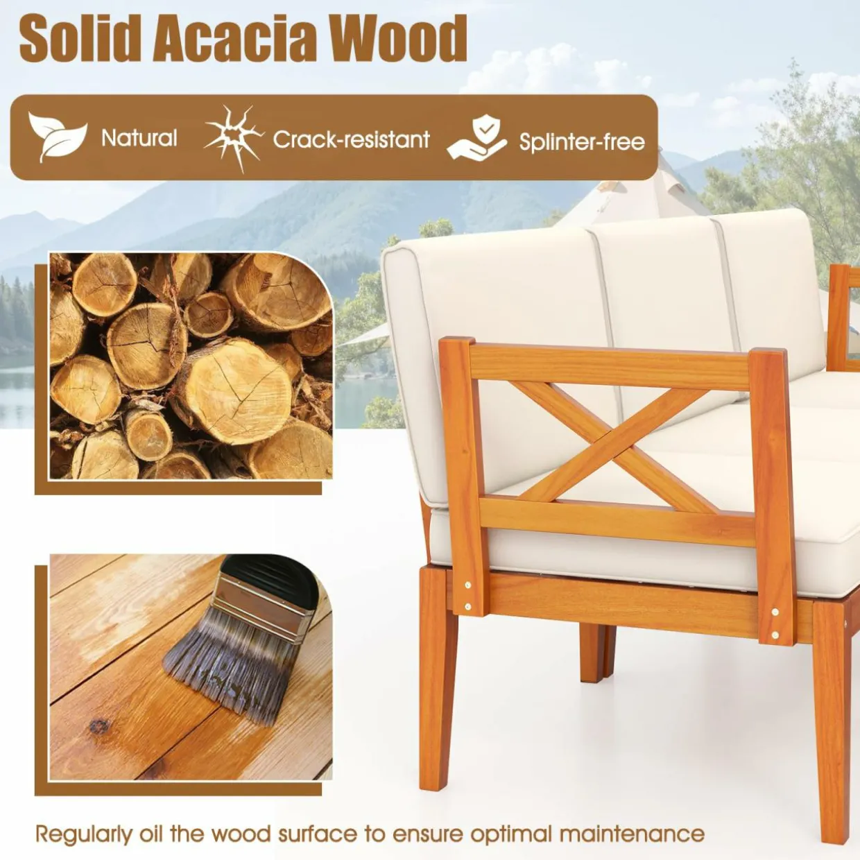 Tangakula 5 Pieces Patio Lounge Chair Set w/Ottomans, Modular Outdoor Lounge Sofa Set for Lawn, Backyard, Poolside (Off White)