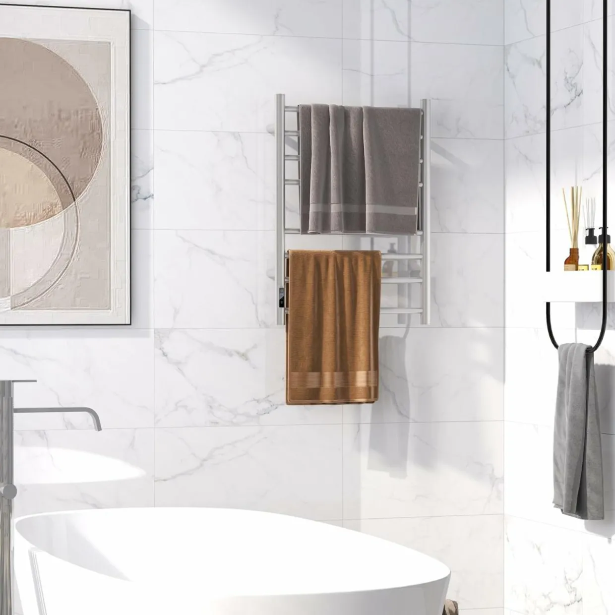 Tangkua Electric Towel Warmer Rack, 8-Bar Wall Mounted Towel Heater