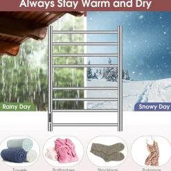 Tangkua Electric Towel Warmer Rack, 8-Bar Wall Mounted Towel Heater