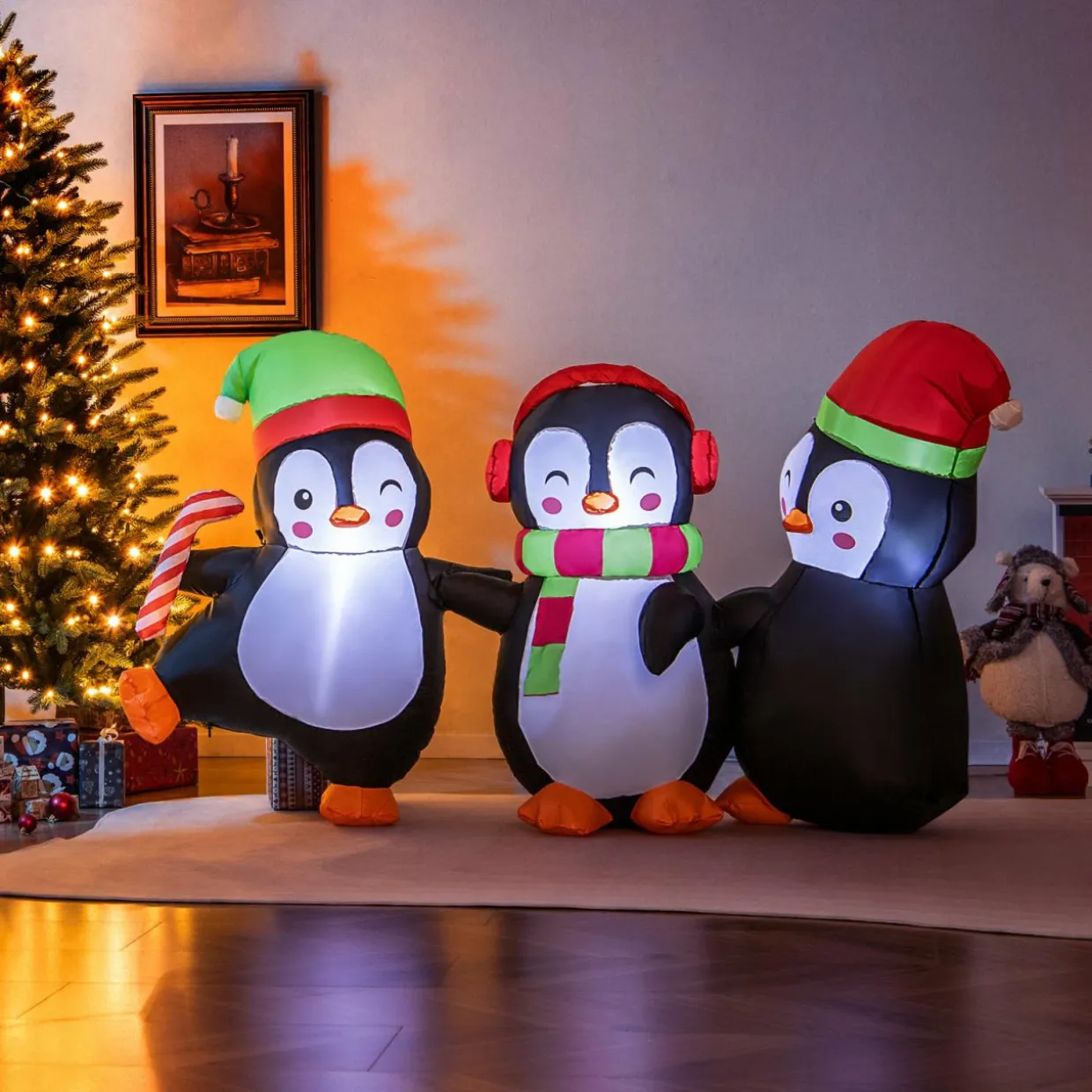 Tangkual Christmas Inflatable Penguins Family,Blow up Xmas Decoration for Living Room