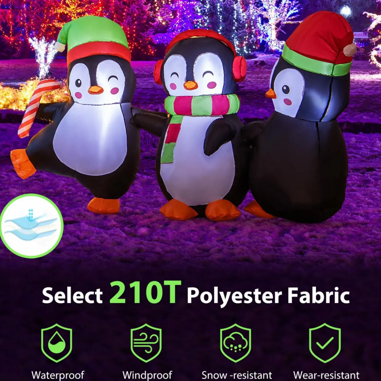 Tangkual Christmas Inflatable Penguins Family,Blow up Xmas Decoration for Living Room