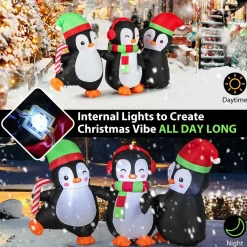 Tangkual Christmas Inflatable Penguins Family,Blow up Xmas Decoration for Living Room
