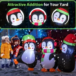 Tangkual Christmas Inflatable Penguins Family,Blow up Xmas Decoration for Living Room