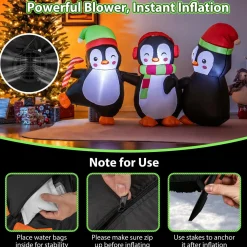 Tangkual Christmas Inflatable Penguins Family,Blow up Xmas Decoration for Living Room
