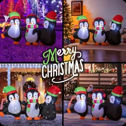 Tangkual Christmas Inflatable Penguins Family,Blow up Xmas Decoration for Living Room