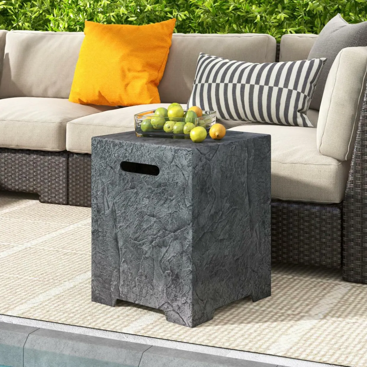 Tangkual Propane Metal Tank Cover, Fire Pit Gas Storage Hideaway Cover with Adjustable Foot Pad