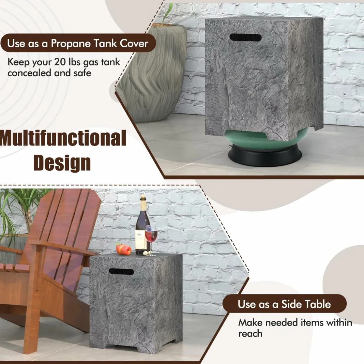 Tangkual Propane Metal Tank Cover, Fire Pit Gas Storage Hideaway Cover with Adjustable Foot Pad