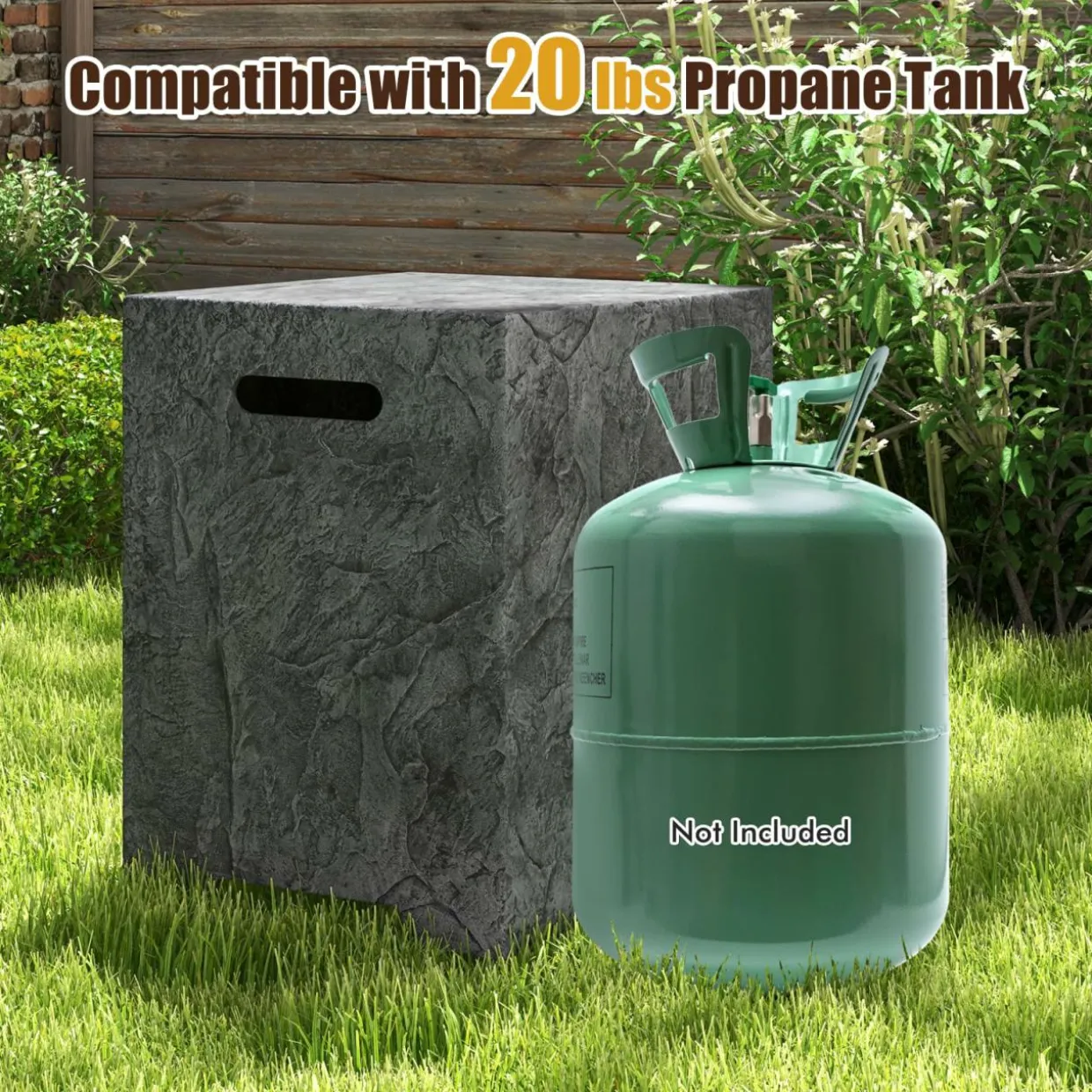 Tangkual Propane Metal Tank Cover, Fire Pit Gas Storage Hideaway Cover with Adjustable Foot Pad