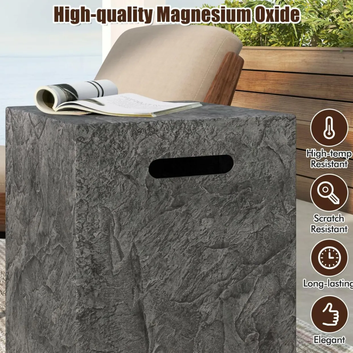 Tangkual Propane Metal Tank Cover, Fire Pit Gas Storage Hideaway Cover with Adjustable Foot Pad
