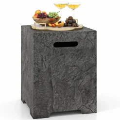 Tangkual Propane Metal Tank Cover, Fire Pit Gas Storage Hideaway Cover with Adjustable Foot Pad