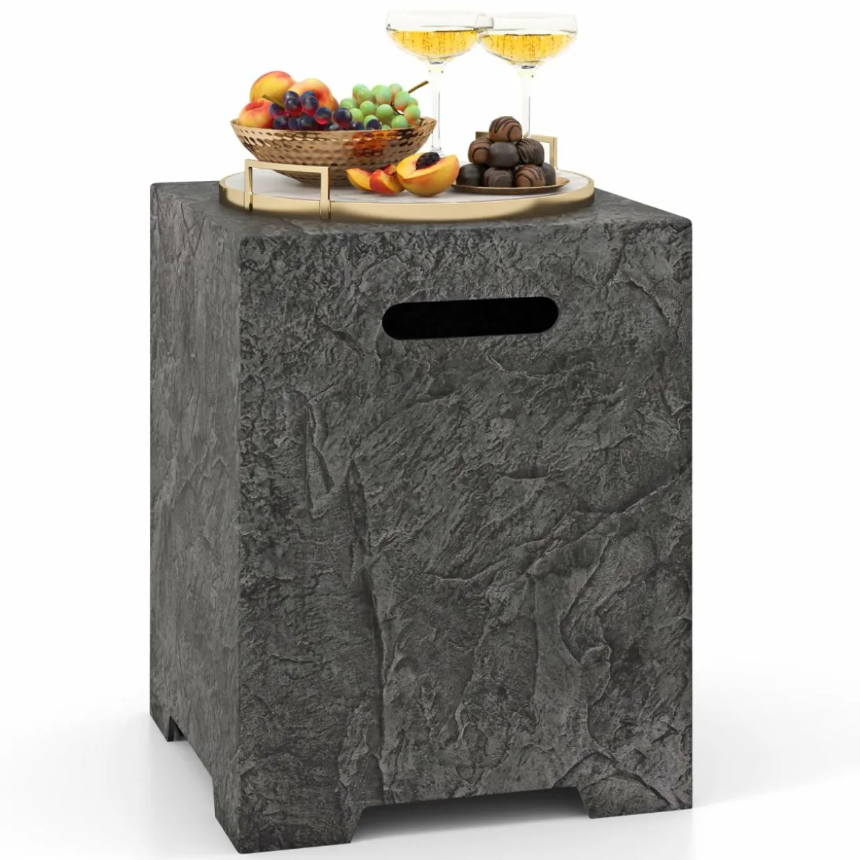 Tangkual Propane Metal Tank Cover, Fire Pit Gas Storage Hideaway Cover with Adjustable Foot Pad