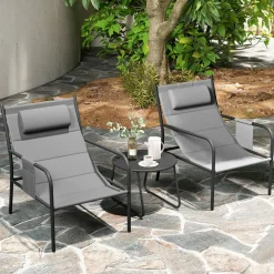 Tangkukla 3 Piece Outdoor Bistro Set, Patio Metal Chair & Coffee Table Set